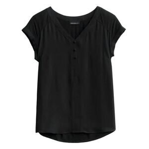 Fortune + Ivy Helina Mixed Material Blouse in Black, Size S​